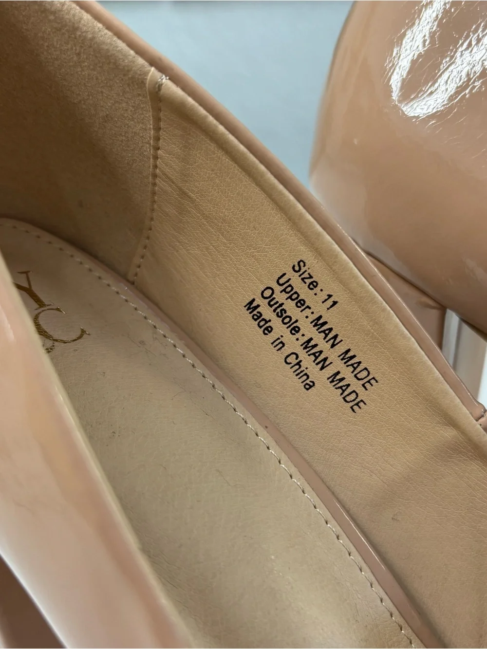 New York & Company Nude Patent Platform Block Heels